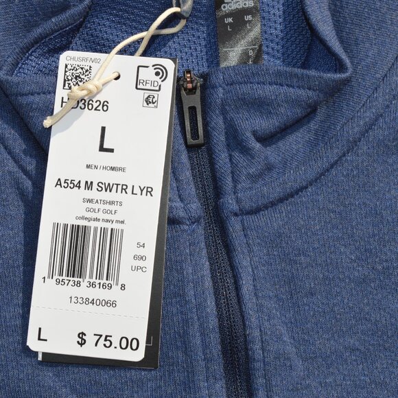 Adidas A554 3-Stripes Quarter-Zip Sweater Size L (New) - Picture 5 of 10